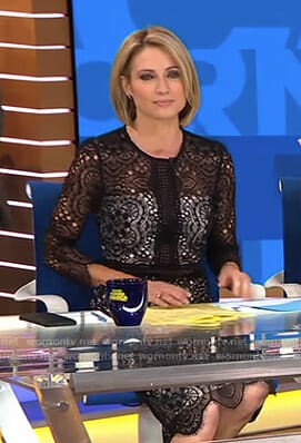 Amy's black lace scalloped hem dress on Good Morning America
