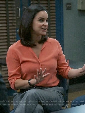 Amy's orange button down shirt on Brooklyn Nine-Nine