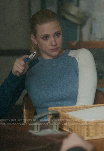 Betty's blue colorblock sweater on Riverdale