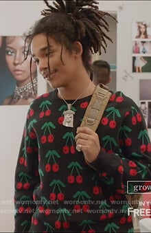 Luka's black cherry print sweater on Grown-ish