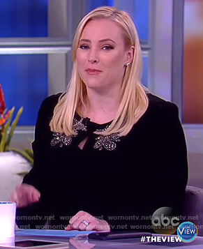 Meghan's black long sleeve embellished dress on The View