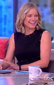 Sara's black sleeveless studded dress on The View