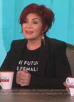 Sharon's black the future is female t-shirt on The Talk