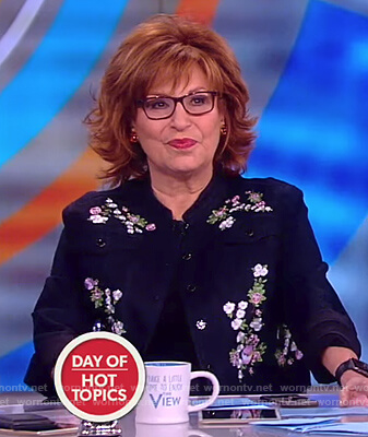 Joy's denim floral embroidered jacket on The View