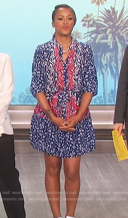 Eve's blue leopard print dress on The Talk