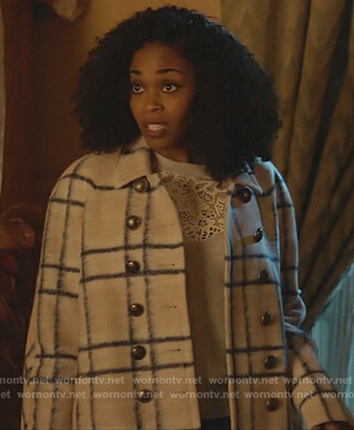 Anissa's striped double breasted coat on Black Lightning