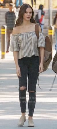 Callie's striped off-shoulder top on The Fosters