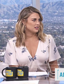 Carissa's white floral wrap top on E! News Daily Pop