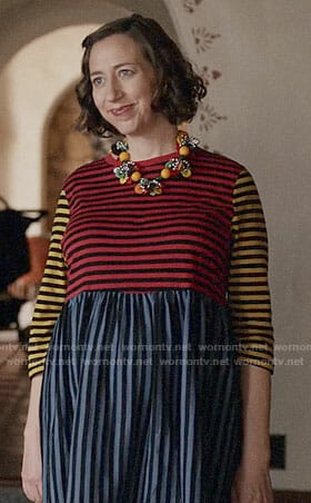 Carol's colorblock striped dress on Last Man on Earth