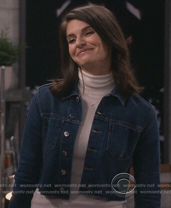Leslie's cropped denim jacket on Living Biblically