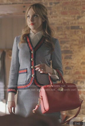 Fallon's blue tweed jacket and skirt on Dynasty