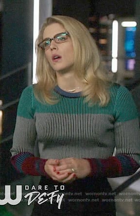 Felicity's colorblock sweater on Arrow