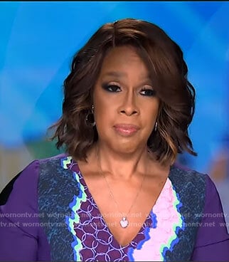 Gayle's mixed print sheath dress on CBS Mornings