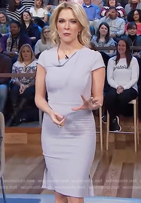 Megyn's gray folded neckline dress on Megyn Kelly Today
