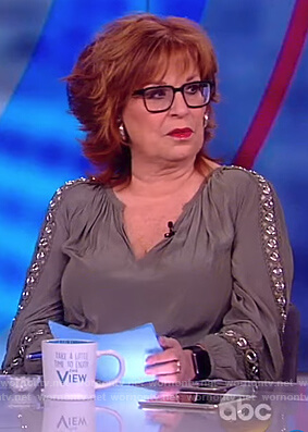 Joy's green grommet sleeve blouse on The View