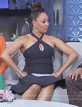 Tamera's navy halter neck dress on The Real