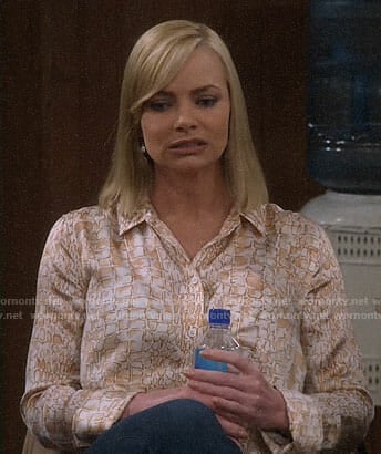 Jill's crocodile print blouse on Mom