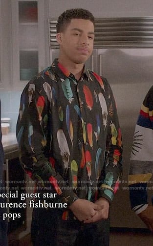 Junior's feather print shirt on Black-ish