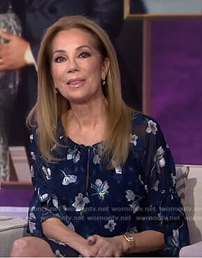 Kathie's navy floral keyhole dress on Today