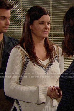 Katie's sweater with metal insets on The Bold and the Beautiful