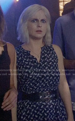 Liv's navy and white printed dress on iZombie