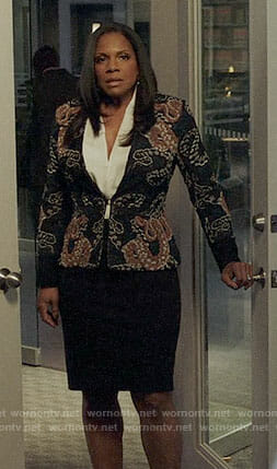 Liz's snake print jacket on The Good Fight