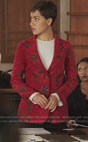 Lucca's red floral jacket on The Good Fight
