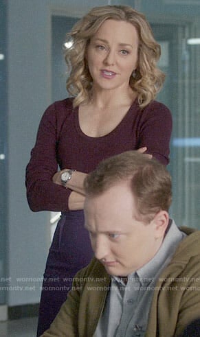 Marissa's purple pencil skirt on Bull