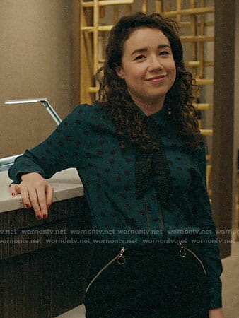 Marissa's teal polka dot shirt on The Good Fight