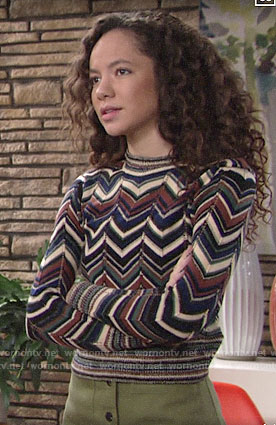 Mattie's chevron striped sweater on The Young and the Restless