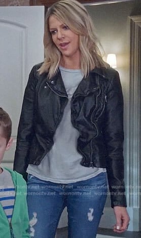 Mickey's leather moto jacket on The Mick