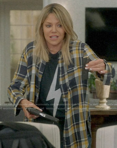 Mickey's bolt tee and plaid shirt on The Mick