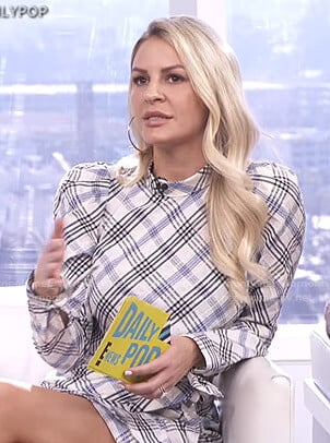 Morgan's white plaid puff sleeve dress on E! News Daily Pop