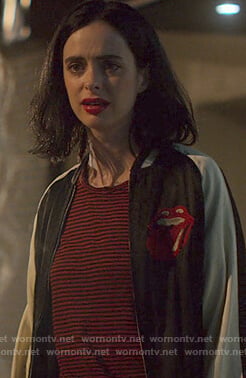 Jessica's Rolling Stones bomber jacket on Jessica Jones