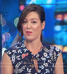 Gorgi's navy butterfly print dress on The Project