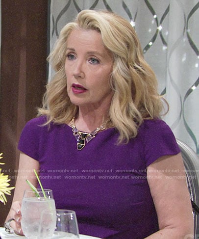 Nikki's purple capped sleeve dress on The Young and the Restless