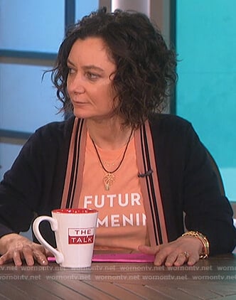 Sara's orange el futuro es femeninx t-shirt on The Talk