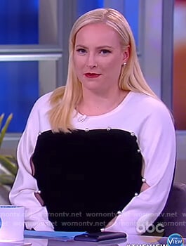 Meghan's colorblock pearl embellished sweater on The View