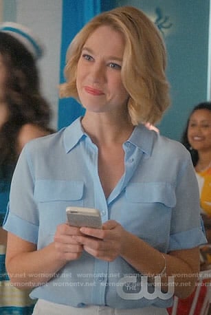 Petra's light blue button down shirt on Jane the Virgin