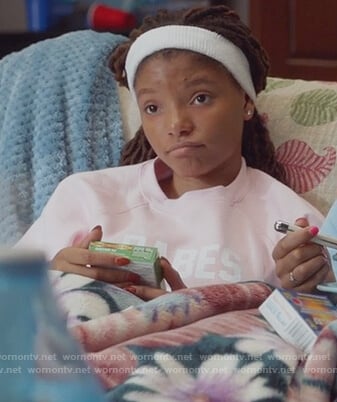 Skylar's pink babes supporting babes sweater on Grown-ish