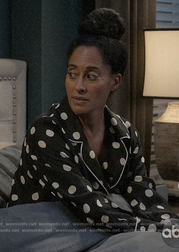 Rainbow's black and white polka dot pajamas on Black-ish