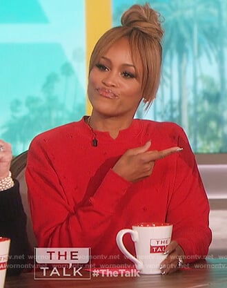 Eve's red distressed sweatshirt on The Talk
