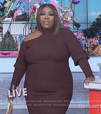 Loni's burgundy shoulder cutout dress on The Real