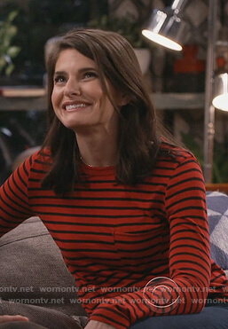 Leslie's red striped long sleeve top on Living Biblically