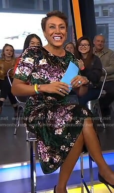 Robin's green floral velvet dress on Good Morning America