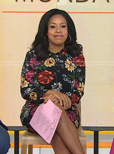 Sheinelle's black floral dress on Today