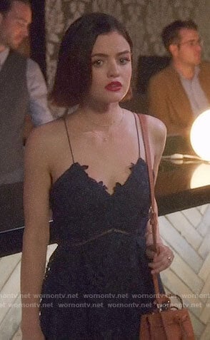 Stella's navy lace dress on Life Sentence