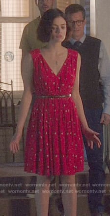 Stella's red floral v-neck dress on Life Sentence