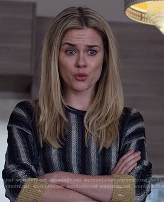 Trish's striped distressed sweater on Jessica Jones