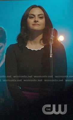 Veronica's black top with white zig zag trim on Riverdale